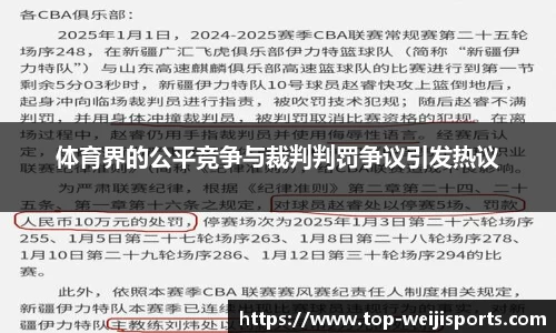 体育界的公平竞争与裁判判罚争议引发热议